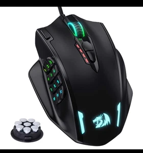 Ergonomic M908 Optical Gaming Mouse with 18 Programmable Buttons & RGB Lights - Picture 1 of 12