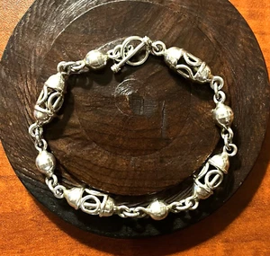 Sterling Silver 925 Beaded Ornate Barrel Cage Bracelet 27g, Beautiful! - Picture 1 of 4
