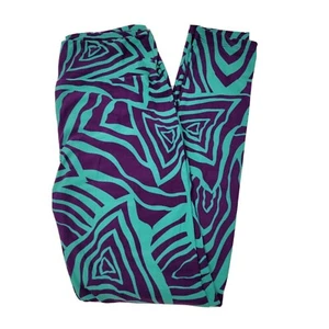 LuLaRoe OS Einheitsgröße Leggings lila und türkis grün geometrische Dreiecke weich - Bild 1 von 3