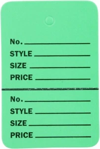 1000 Etichette Traforate Prezzo Vendita 1 3/4" L x 2 7/8" H Due Parti Verde Etichetta Non Incordata - Foto 1 di 4