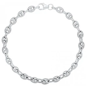 Kaffeebohnenarmband 6mm 925 Sterling Silber Damen Herren Armband Poliert Gestemp - Bild 1 von 5