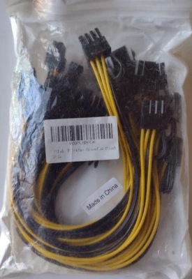 6 Pack PCI-E 6 pin to Dual Power Cable 12.5 inch B09PL6BFGK - Image 1 of 4