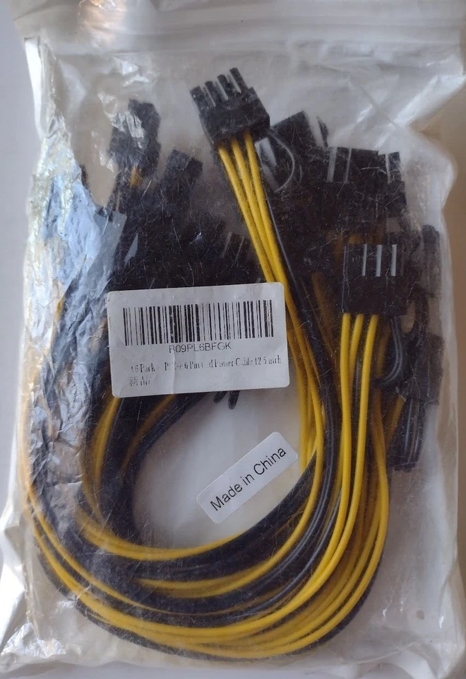 6 Pack PCI-E 6 pin to Dual Power Cable 12.5 inch B09PL6BFGK - Image 1 of 4