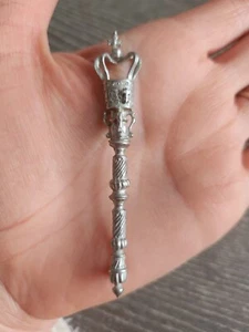 Silver tone royal crown scepter scepter staff broch pin vintage 2" cool find - Picture 1 of 4
