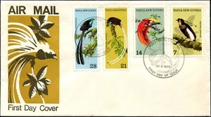 1973 Papua New Guinea Birds Of Paradise Set Of 4 Unaddressed First Day Cover, GC - Bild 1 von 1