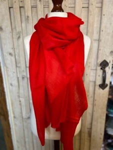 Rojo brillante fino ligero lana merino & seda pashmina de Pashmina Love - Imagen 1 de 4