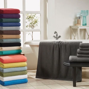 Ribbed 600 GSM Cotton Towel Set of 6, Plush & Absorbent Face, Hand & Bath Towels - Picture 1 of 48