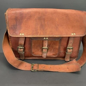 Bolso Bandolera Escolar Bandolera Bolso Mensajero Hecho a Mano Cuero Vintage para Laptop - Imagen 1 de 19