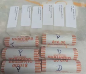 2021-ONE SET OF P&D WASHINGTON CROSSING THE DELAWARE BANK ROLLED QUARTERS - Picture 1 of 1