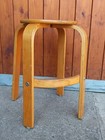Hocker Arbeitshocker Vintage 60er Holz Sitzhocker Retro Pouf Mid Century 1/3