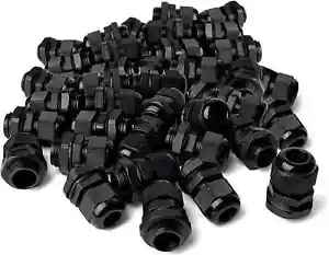 t20 STCK. 1/2" NPT Zugentlastung Nylonschnur Griff Kabelverschraubungen, Schwarz Kunststoff Nut... - Bild 1 von 7