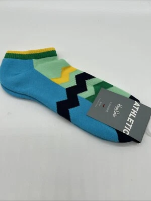 Meias masculinas Happy Socks atléticas corte baixo tamanho 10-13 ziguezagues acolchoadas - Imagem 1 de 4