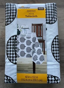 Tovaglia PEVA zucca 60"x102" autunno bianco e nero plaid raccolta rettangolare nuova con etichetta - Foto 1 di 3