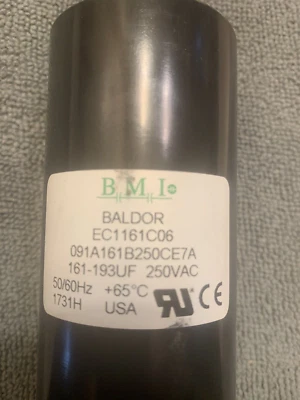 MOTOR STARTING Baldor Capacitor EC1161C06 BMI 091A161B250CE7A 250 VAC 161- 193UF