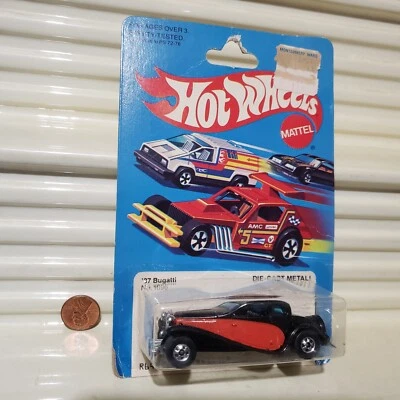 Mattel Hot Wheels 1979 #1696 '37 BUGATTI Black Hood Nu in VGooD BublPk HONG KONG - Image 1 of 4