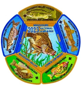 BSA MISSISSIPPI VALLEY OA HALCÓN NEGRO 67 2023 JAMBOREE 6 PARCHES ¡¡CONTINGENTE DE PECES!!! - Imagen 1 de 4
