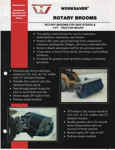 WORKSAVER ROTARY BROOM FOR SKID STEER & 3-PT TRACTOR MOUNT SSMB RMB 2-Page Sheet - Picture 1 of 1