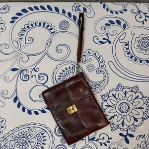 "BORSOTTO" BORSELLO PELLE MARRONE PICCOLO CERNIERA VINTAGE PURSE POLIZIOTTESCO - Imagen 1 de 7