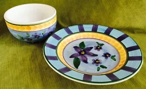 Piatto e ciotola Himark ceramica portoghese frutta floreale dipinto a mano 10" Portogallo - Foto 1 di 4
