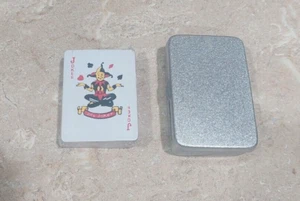 Mini Playing Cards Sealed in Glittery Metal Tin Case Portable Travel Small - Picture 1 of 2