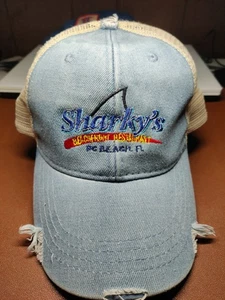 Mütze Kappe Sharky's Beachfront Restaurant Trucker verstellbar Druckknopflasche Marke Adams - Bild 1 von 5