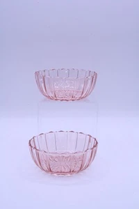 Pink FORTUNE Small Dessert Bowls - Set of 2 - Anchor Hocking Depression Glass - Picture 1 of 9