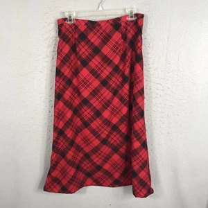 Coldwater Creek Skirt Womens Large Red Black Plaid A Line Midi Preppy Christmas - Picture 1 of 16