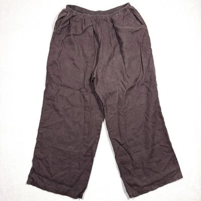 Pantalones FLAX Mujer 3G 3X Lino Pierna Ancha Bolsillos Lagenlook Minimalista Marrón Foto 1 de 4