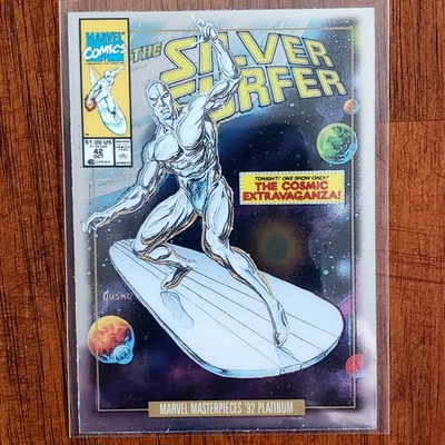 2024 Marvel Masterpieces 92 Platinum Silver Surfer # 90-V variante de cubierta RARO SP Foto 1 de 2