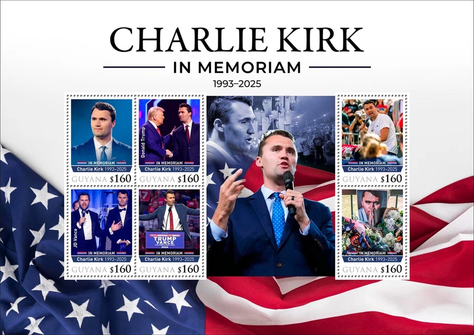 Tribute to Charlie Kirk MNH Stamps 2025 Guyana 6 Stamps M/S - Image 1 of 1