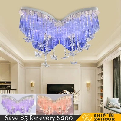 Lámpara de techo de 3 colores que cambia de color lámpara de cristal lámpara accesorio mariposa Foto 1 de 4