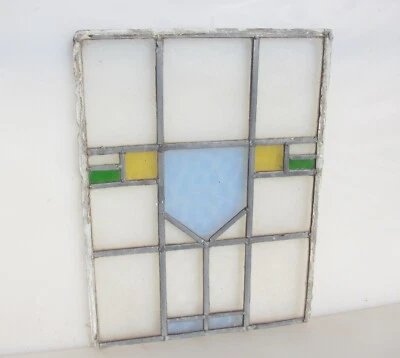 Antique Stained Glass Window Panel Vintage Old Leaded Art Deco  15"x19.5" - Image 1 of 4