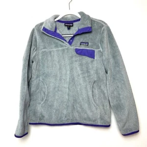 Patagonia Women's Medium Polartec Snap T Re-Tool Fleece Pullover Gray Purple - Picture 1 of 4