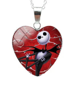 Nightmare Before Christmas Handsome Jack RED Glass HEART Pendant with 24" Chain - Picture 1 of 2