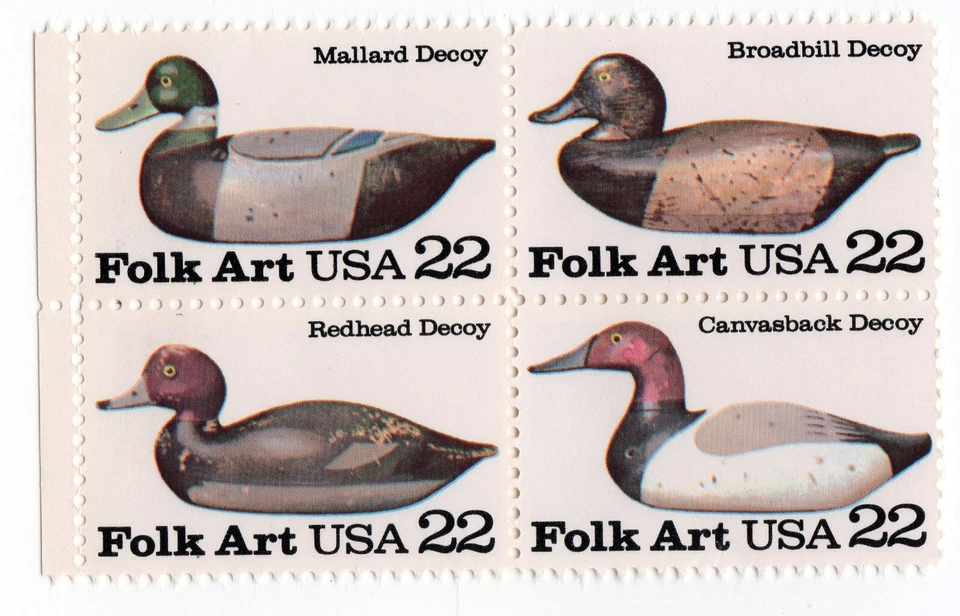 Scott #2141a Duck Decoy Block of 4 Stamps - MNH - Image 1 of 1
