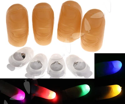 4 x Magic Light Up Flashing Thumb Props Fingers LED Trick Finger Lights Novel - Image 1 of 4