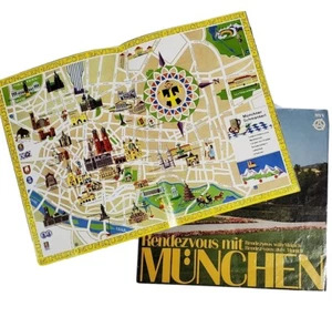 Vintage Travel Guide Maps Munich Germany Munchin Ephemera Copr 1978, Lot of 2 - Picture 1 of 10
