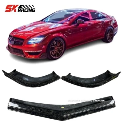 Compatível com Mercedes Benz W218 CLS63 spoiler labial dianteiro de fibra de carbono forjado - Imagem 1 de 4