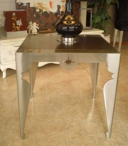 Mesa de rincón moderna realizada en acero y madera ebony - Imagen 1 de 4