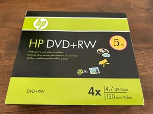 5-PK HP Logo 4x DVD+RW Blank Disc Media 4.7GB - Picture 1 of 2