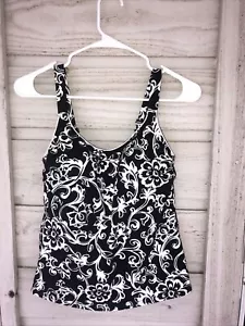 Lands End Size 4 Tankini Swimsuit Top Black White Top swim - Picture 1 of 7
