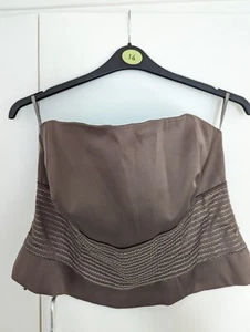 Monsoon Brown Silk Bustier Size 18 - Picture 1 of 4