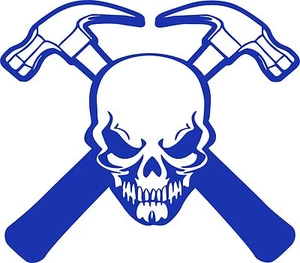 Carpenter Skull Construction Hammer Builder Car Truck Window Vinyl Decal Sticker - Picture 1 of 2