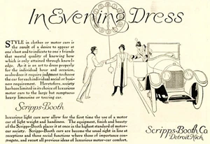 1915 originale Scripps-Booth Ad. Auto leggere di lusso. Abiti da sera. Detroit - Foto 1 di 1