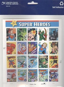 USPS Sheet of Stamps DC Comics Super Heroes Wonder Woman Superman Batman Art MNH - Picture 1 of 1