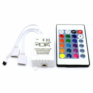 24 Tasten IR Fernbedienung für 3528 5050 12V Box RGB LED Streifen Licht 2 Ausgänge - Bild 1 von 5