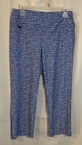 Women's Lisette Montreal Size 8 - Blue Plaid Stretch Capris Pants 30" x 24" - JM - Picture 1 of 4