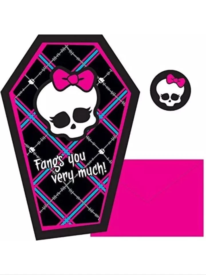 Monster High Party Supplies Thank You Notes with envelopes and seals-8ct. - Image 1 of 1