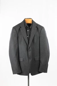 Men's PRADA Small Fit Black Grey 100% Wool Flannel Blazer Suit Jacket, Size 46R - Picture 1 of 15