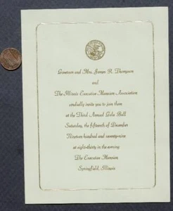 1979 Springfield Illinois Gouverneur James Thompson Executive Mansion Einladung-- - Bild 1 von 1